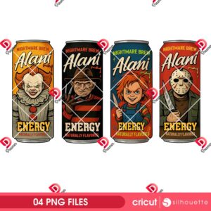 Soda Can Movie Killers PNG Bundle, Horror Movies Halloween Can PNG Bundle, Funny Scary Movie PNG