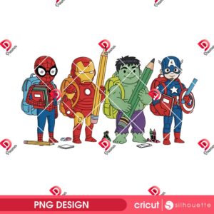 Superhero Back To School PNG, Preppy Back To School PNG, Cartoon Super Hero First Day Of School PNG