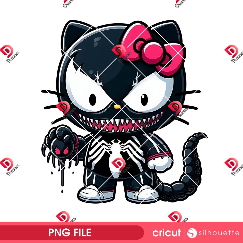 Venom Hello Kitty PNG, Cute Symbiote Cat PNG, Chibi Marvel Character PNG 2 Venom Hello Kitty PNG, Cute Symbiote Cat PNG, Chibi Marvel Character PNG