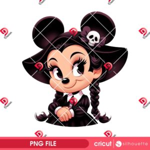 Wednesday Addams Minnie Mouse PNG, Disney Friends Halloween PNG