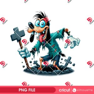 Zombie Goofy Dog PNG, Disney Character Halloween 2025 PNG, Horror Goofy Dog PNG