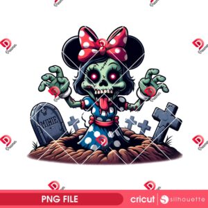 Zombie Minnie Mouse PNG, Disney Halloween 2025 PNG, Horror Minnie Mouse PNG