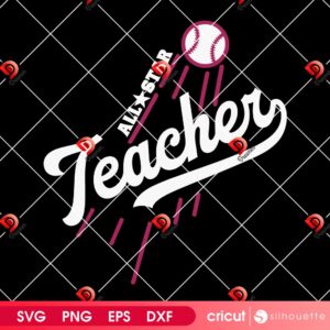 All Star Teacher Baseball Dodgers Logo SVG PNG, Los Angeles Dodgers MLB Sport PNG SVG