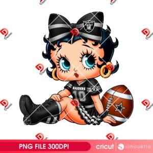 Betty Boop Raiders Football PNG Design, Betty Boop Cartoon NFL LV Raiders Team PNG