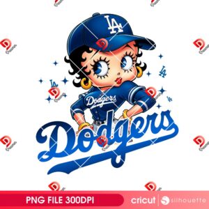 Betty Boop Wearing Dodgers Uniforms PNG, Los Angeles Dodgers PNG, Baseball Cute Betty Boop PNG