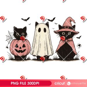 Boo Ghost Black Cat PNG Design, Halloween Cat PNG Design