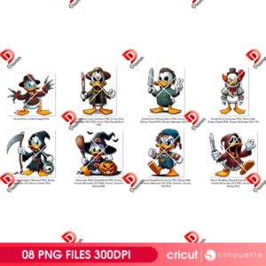 Bundle Donald Duck Horror Halloween Characters PNG, Horror Killer Disney Donald Duck PNG Bundle