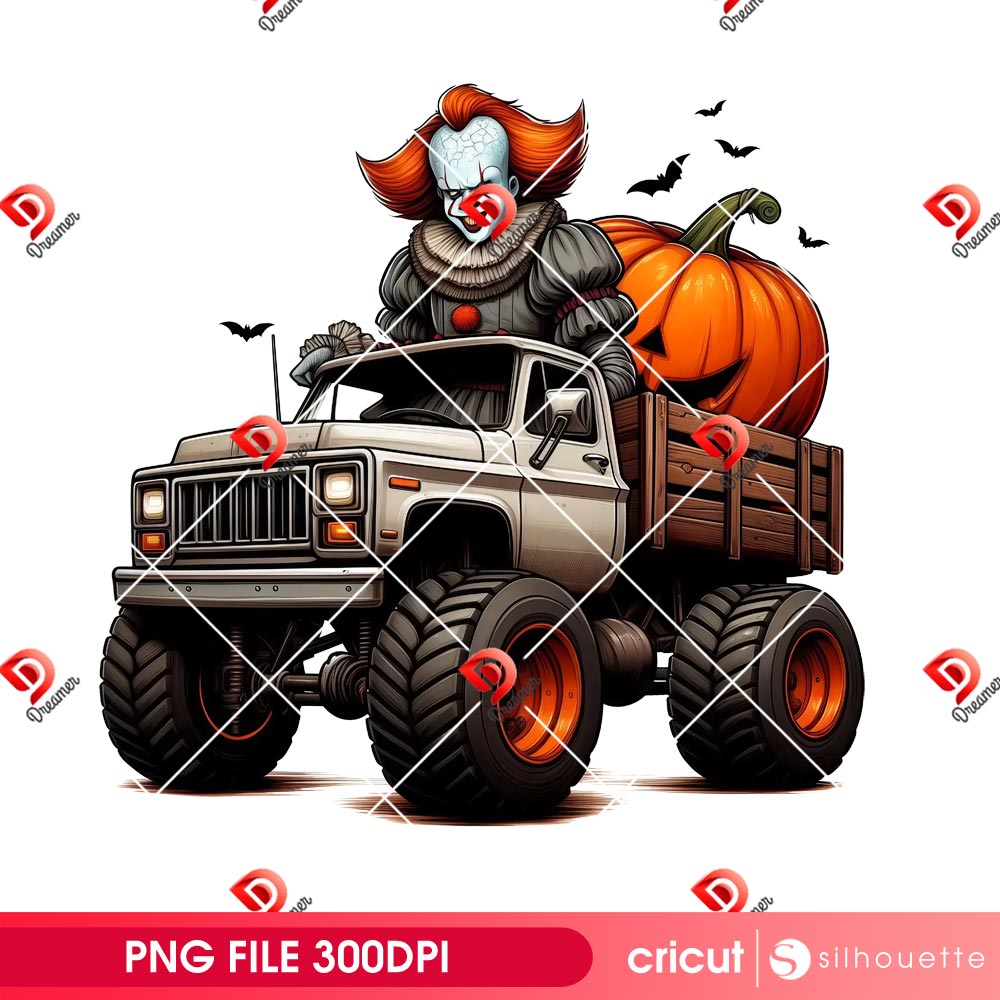 Bundle Horror Killers Driving Monster Truck PNG, Horror Characters Halloween PNG, Pumpkin Monster Truck Halloween PNG 2 Bundle Horror Killers Driving Monster Truck PNG 1