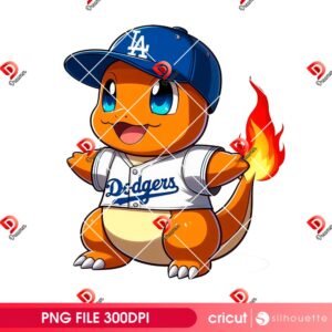 Charmander Fan LA Dodgers PNG, Pokemon MLB Baseball Los Angeles Dodgers PNG
