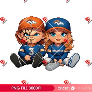 Couple Chucky Broncos Football PNG, Denver Broncos NFL Horror Characters PNG