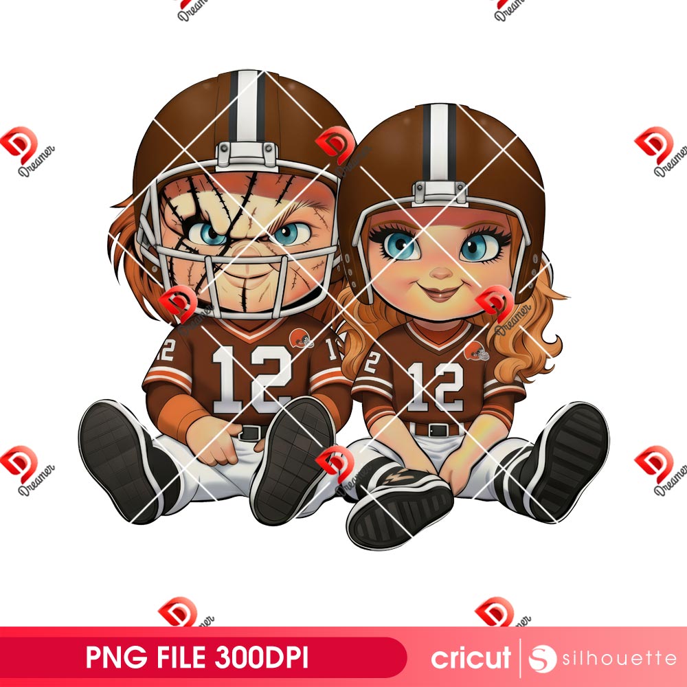 Bundle Cleveland Browns NFL PNG, Football Browns Cartoon Characters Bundle PNG 3 Couple Chucky Browns Football PNG, Cleveland Browns NFL Horror Characters PNG