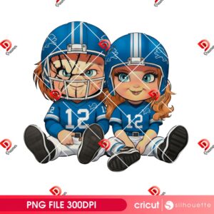 Couple Chucky Lions Football PNG, Detroit Lions NFL Horror Characters PNG