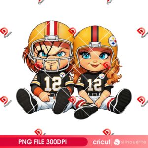 Couple Chucky Pittsburgh Steelers Football PNG, Pittsburgh Steelers Horror Character PNG