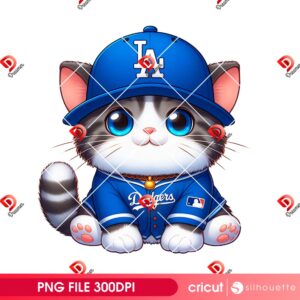 Cute Cat LA Dodgers Baseball PNG