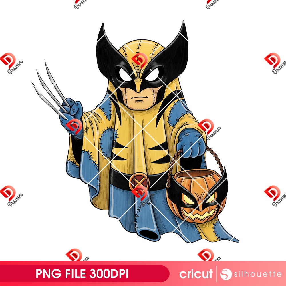 Halloween Cartoon Wolverine PNG, Cute Superhero Ghost Halloween PNG 1 Halloween Cartoon Wolverine PNG, Cute Superhero Ghost Halloween PNG