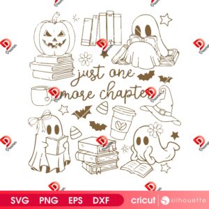 Just One More Chapter SVG PNG, Ghost Books Halloween SVG PNG, Halloween Book Lovers SVG PNG