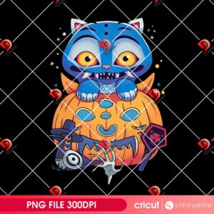 Kpop Huntrix Derpy Cat With Pumpkin Halloween PNG, Kpop Demon Hunters Halloween PNG