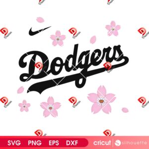 LA Dodgers Logo Nike Flower SVG PNG, Dodgers Cherry Blossom Design PNG SVG