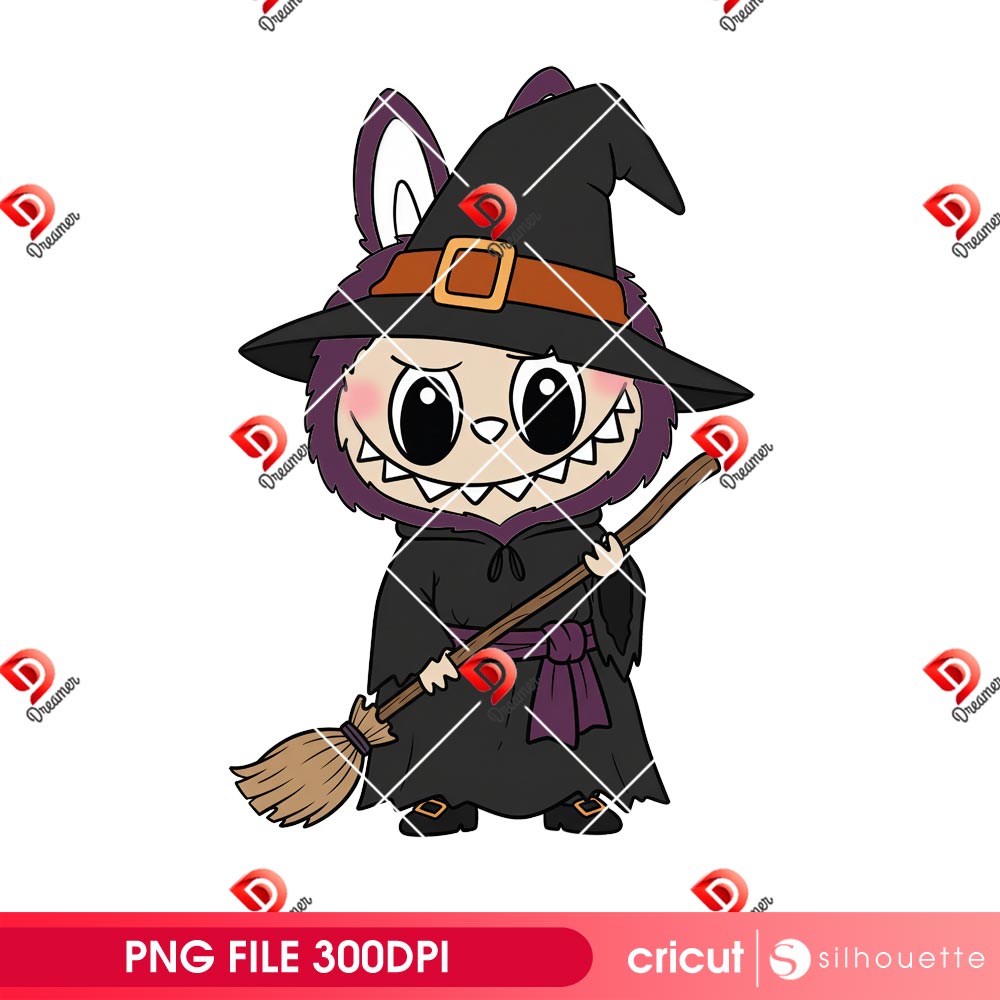 Labubu Witch Halloween Design PNG 2 Labubu Witch Halloween Design PNG