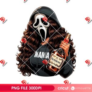 Mama Ghostface With Hennessy Bottle PNG, Bundle Mama Ghostface Halloween PNG