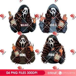 Mama Ghostface With Hennessy Bottle PNG, Bundle Mama Ghostface Halloween PNG