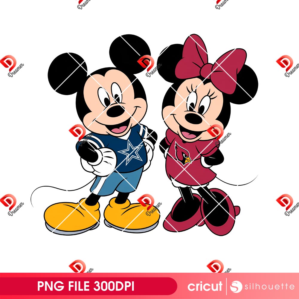 Mickey Cowboys With Minnie Cardinals PNG, Disney Mouse Couple Football PNG 2 Mickey Cowboys With Minnie Cardinals PNG, Disney Mouse Couple Football PNG