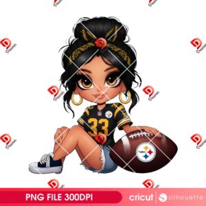 Bundle Pittsburgh Steelers NFL PNG, Football Steelers Cartoon Characters Bundle PNG 43 Pittsburgh Steelers Cute Girl PNG, Cartoon Girl NFL Football Steelers PNG