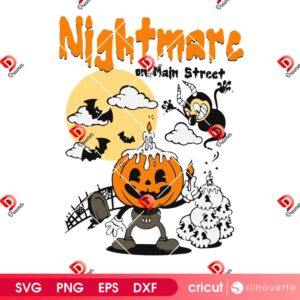 Retro Nightmare On Main Street SVG PNG, Funny Pumpkin Halloween SVG PNG
