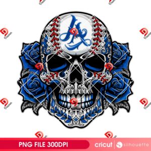Skull Dodgers Baseball PNG, Skeleton Los Angeles Dodgers MLB Sport PNG