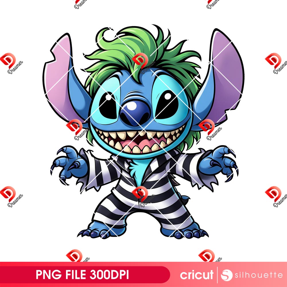 Stitch Beetlejuice PNG, Halloween Stitch Horror Character PNG 1 Stitch Beetlejuice PNG, Halloween Stitch Horror Character PNG
