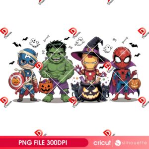Superhero Spooky Halloween PNG, Avengers Retro Halloween Pumpkin PNG
