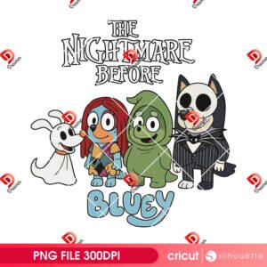The Nightmare Before Bluey Cartoon PNG, Bluey Friends Halloween PNG
