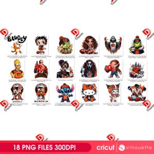 Bundle Cincinnati Bengals NFL PNG, Football Bengals Cartoon Characters Bundle PNG