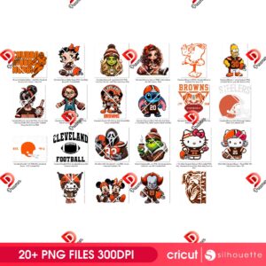 Bundle Cleveland Browns NFL PNG, Football Browns Cartoon Characters Bundle PNG