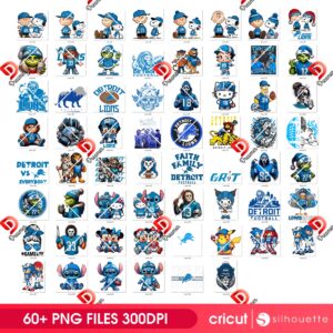 Bundle Detroit Lions NFL PNG, Football Lions Cartoon Characters Bundle PNG