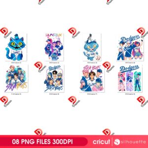 Bundle Huntrix LA Dodgers PNG, Kpop Demon Hunters PNG, Los Angeles Dodgers Saja Boys Saja Girls PNG