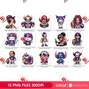Bundle Minnesota Vikings NFL PNG, Football Vikings Cartoon Characters Bundle PNG