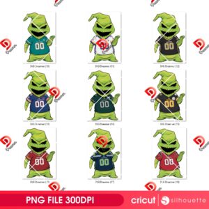 Bundle Oogie Boogie NFL PNG, Nightmare Oogie Boogie Football PNG Bundle