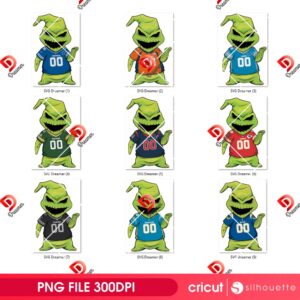 Bundle Oogie Boogie NFL PNG, Nightmare Oogie Boogie Football PNG Bundle