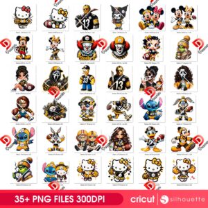 Bundle Pittsburgh Steelers NFL PNG, Football Steelers Cartoon Characters Bundle PNG