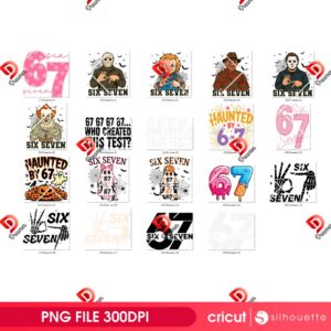 Bundle Six Seven Halloween PNG, Funny 67 Meme Trending PNG SVG Bundle
