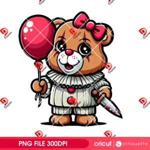 Care Bear Pennywise PNG, Horror Killer Care Bear Halloween PNG, Funny Halloween Cartoon PNG
