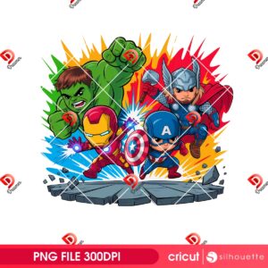 Chibi Superhero Squad PNG, Baby Avengers Superhero PNG