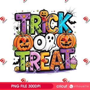 Funny Halloween Trick or Treat PNG, Pumpkin Ghost Halloween PNG
