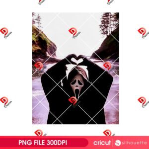 Ghostface Scream Heart Hands PNG, Halloween Horror Ghostface PNG