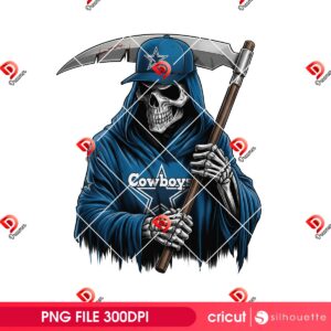 Grim Reaper Dallas Cowboys PNG, Horror Halloween Cowboys NFL Football PNG