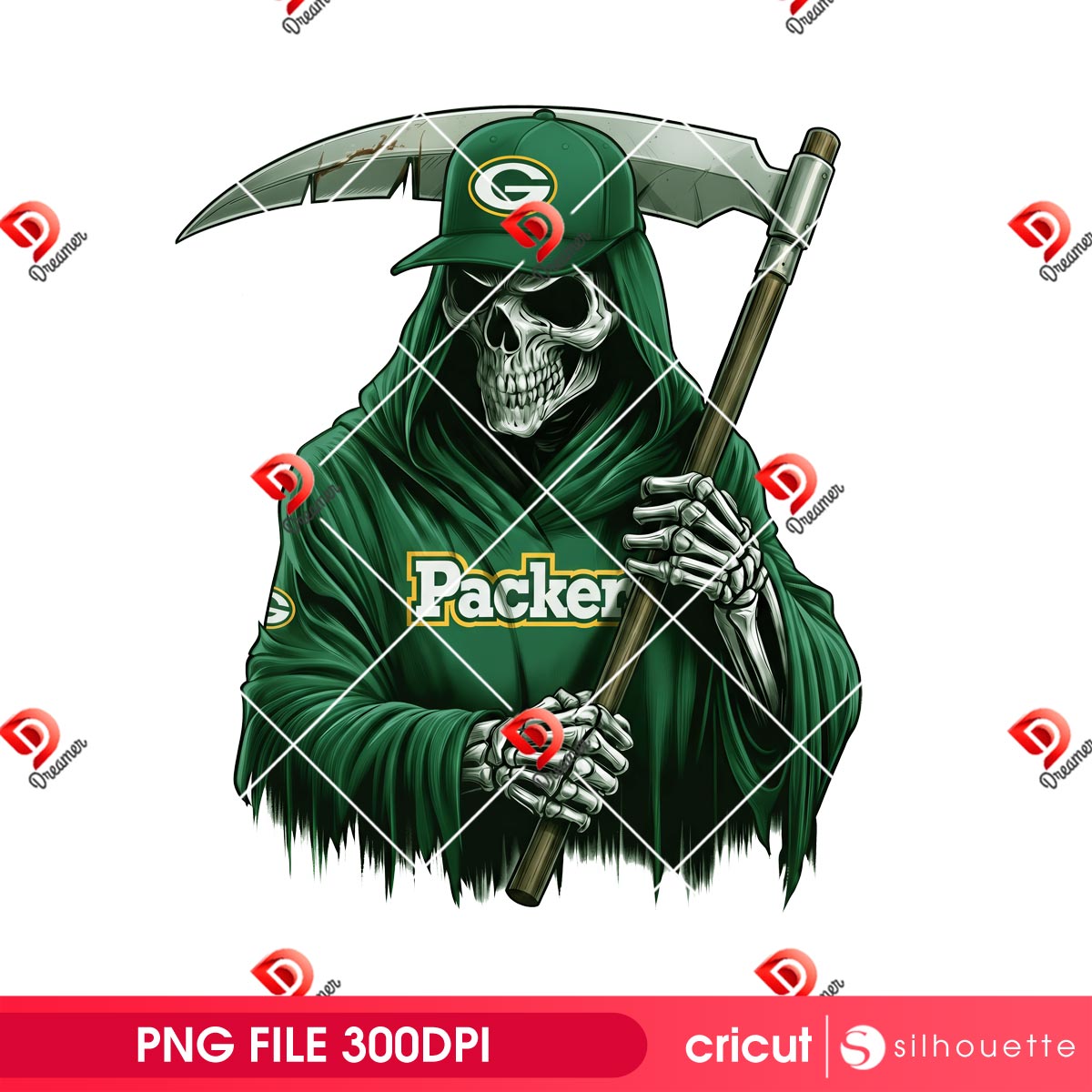 Grim Reaper Green Bay Packers PNG, Horror Halloween Packers NFL Football PNG 1 Grim Reaper Green Bay Packers PNG, Horror Halloween Packers NFL Football PNG