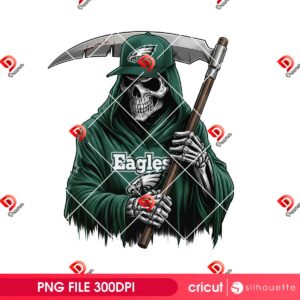 Grim Reaper Philadelphia Eagles PNG, Horror Halloween Eagles NFL Football PNG