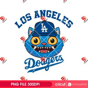Huntrix Derpy Cat LA Dodgers PNG, Derpy Tiger Face Baseball Los Angeles Dodgers PNG