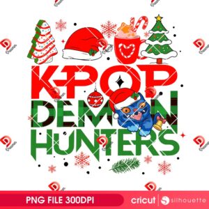 Kpop Huntrix Derpy Cat Christmas PNG, Merry Christmas Demon Hunters Kpop PNG